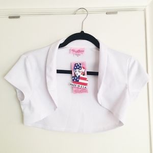 Pinup Couture Shrug Bolero in White Ponte